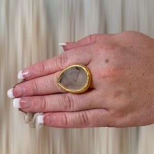 Claudia Labao natural stone gold tone ring